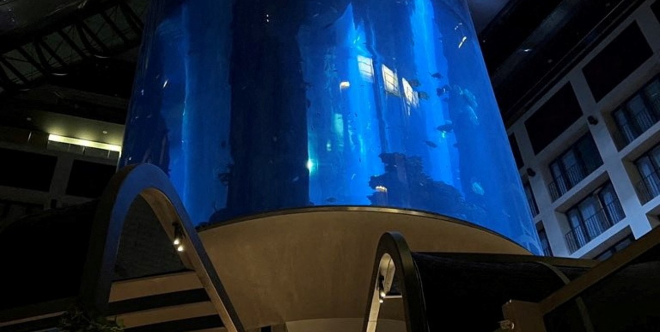 Imágenes impactantes de la explosión de un acuario cilíndrico en Berlín