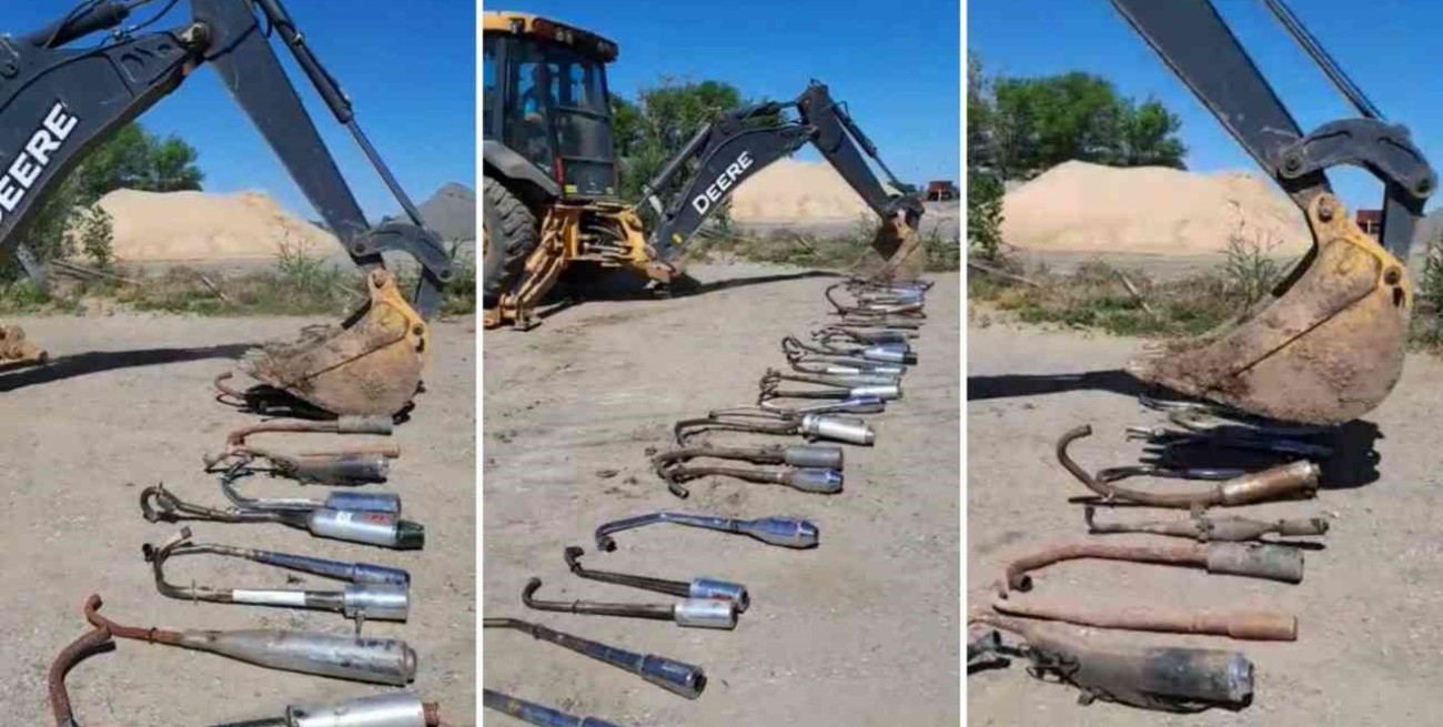 El Municipio de El Trébol destruyó escapes no reglamentarios secuestrados