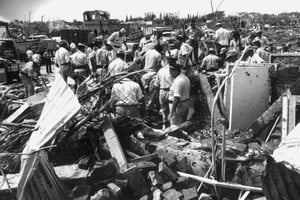 Los destrozos del tornado de San Justo en 1973. Crédito: El Litoral