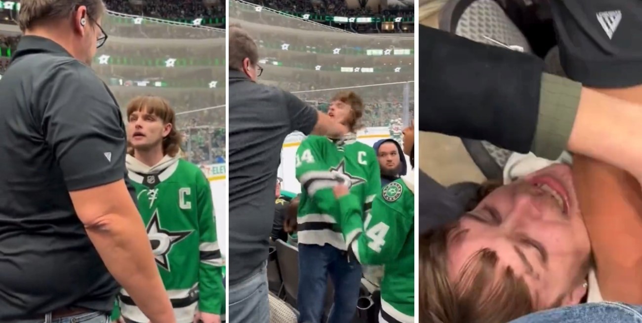 Video: se pelearon en un partido de hockey sobre hielo y lo tiró al suelo de un golpe