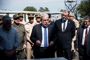 Aníbal Fernández en Rosario, junto al ex ministro Rubén Rimoldi. Crédito: Archivo El Litoral