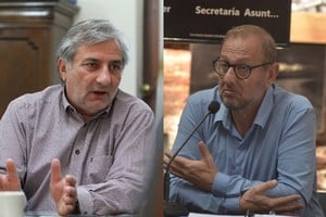 Izquierda: el jefe de asesores, Rubén Michlig. Derecha: el ministro de Gestión Pública, Marcos Corach. Crédito: Archivo El Litoral