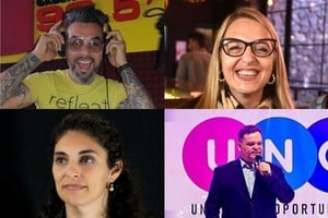 Arriba, de izquierda a derecha, "Marito Ariel", animador de la movida tropical, y Silvina Cian, periodista. Abajo Liz Femia, investigadora del Conicet, y al pastor evangélico Ariel Rodaz.