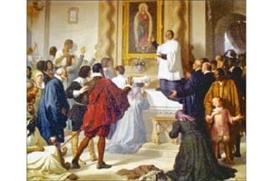 La escena del Sudor Milagroso, lienzo de Juan Cingolani.