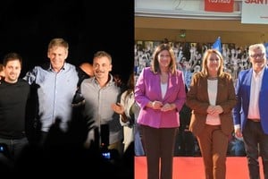 En Unidos para Cambiar Santa Fe, eligieron el mismo horario para sus respectivos actos el intendente Emilio Jatón, que busca su reelección y la precandidata a gobernadora Mónica Fein. El jefe del gobierno municipal capitalino lidera el esquema "Más para Santa Fe", mientras que la ex intendenta de Rosario encabeza la lista de Adelante. Crédito: Pablo Aguirre - Gentileza