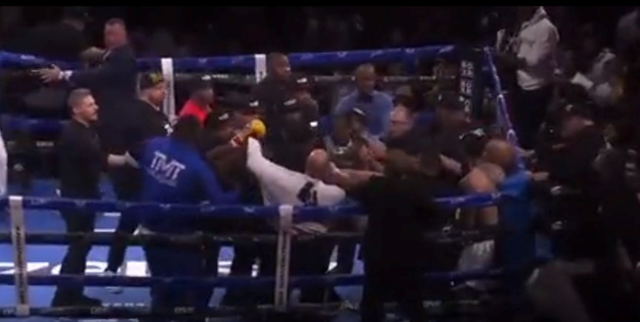 Video: una pelea exhibición entre Mayweather y el nieto de un mafioso terminó en batalla campal