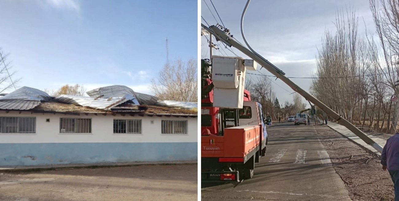 Destrozos por el viento Zonda y suspensión de clases en Mendoza