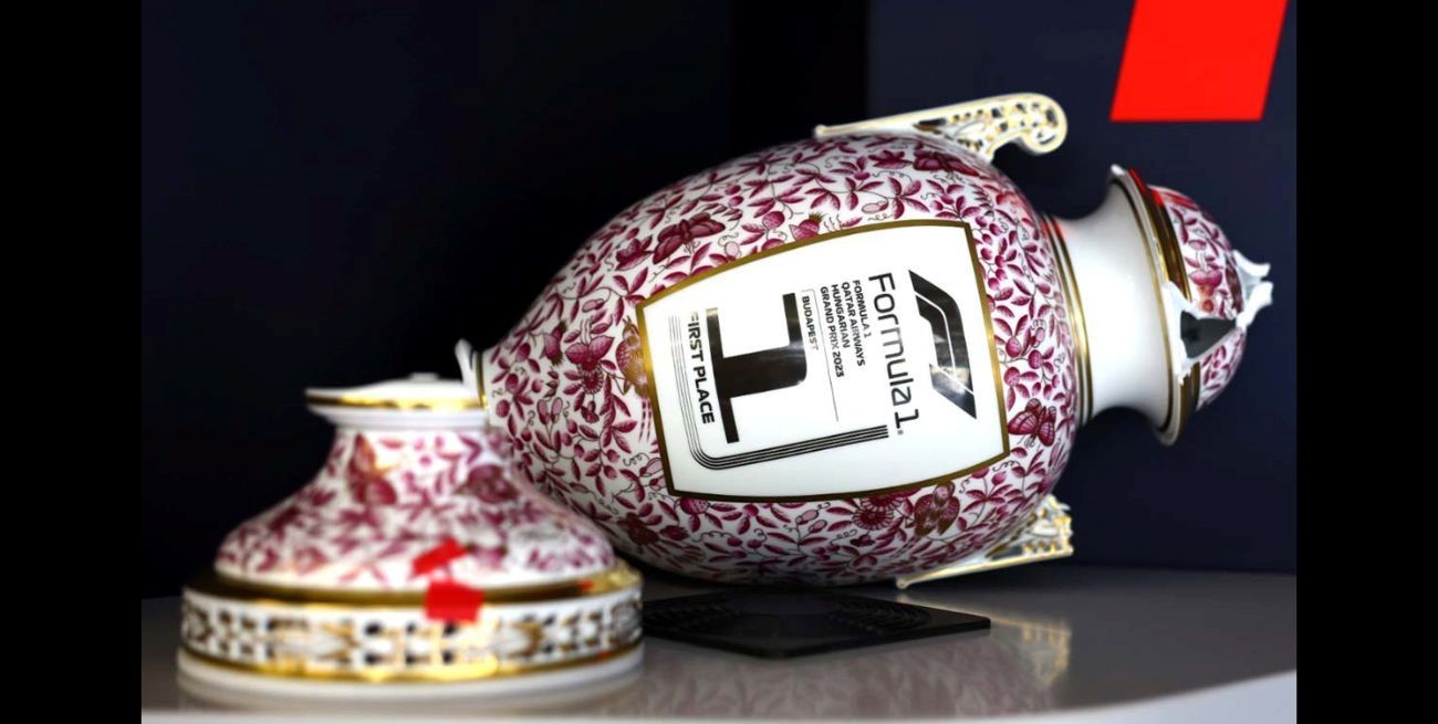 Cuánto cuesta el lujoso trofeo de Max Verstappen que Lando Norris rompió en el podio de Hungría