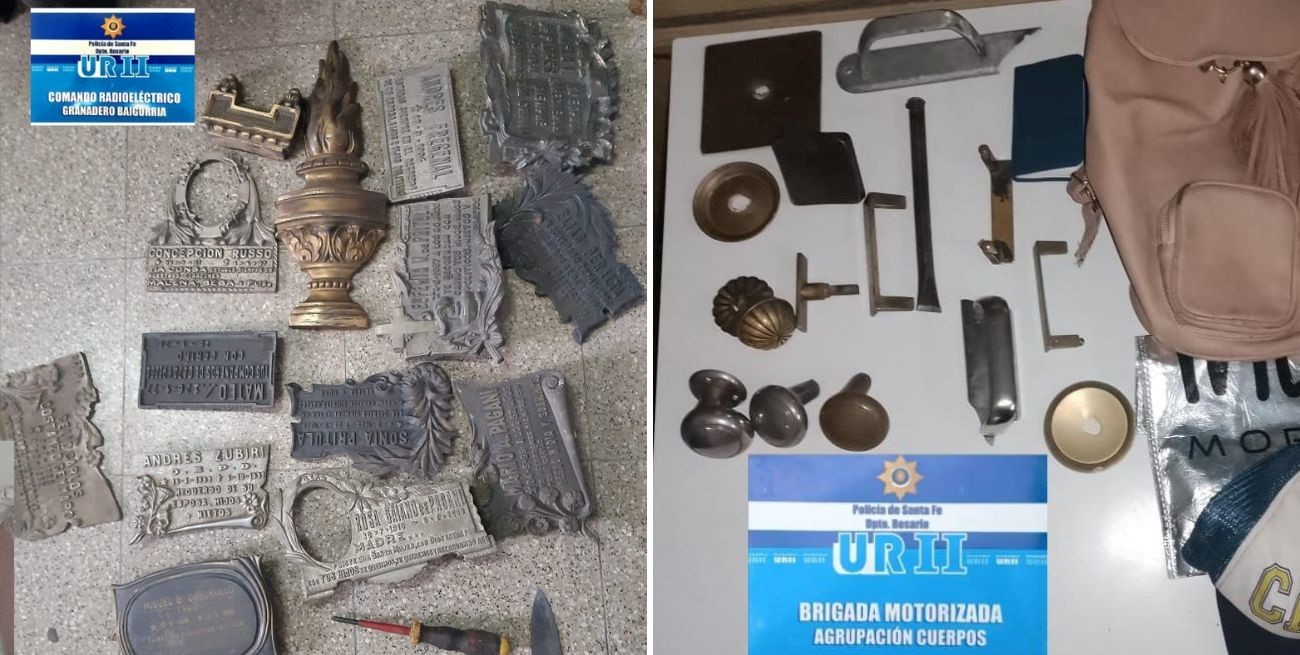 Recuperan más de 100 picaportes, placas de cementerio, crucifijos y medidores de agua