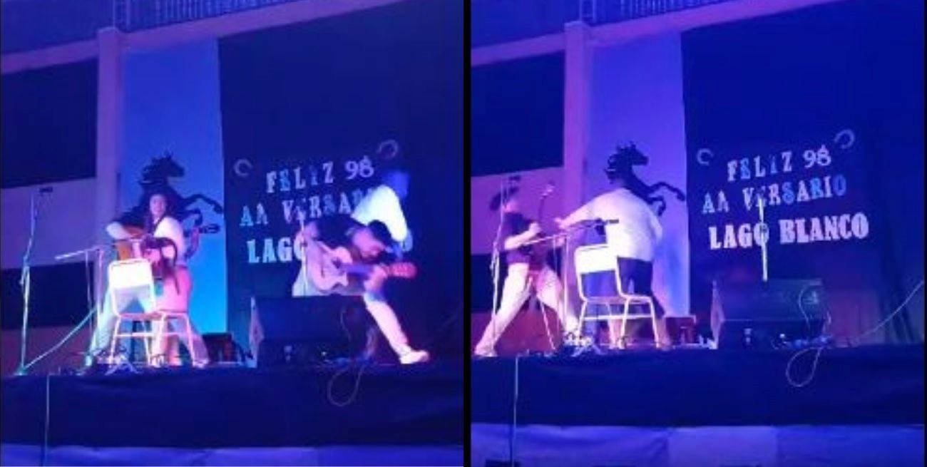 Video: intentó agredir a los músicos porque no le gustó una canción pero se desmayó