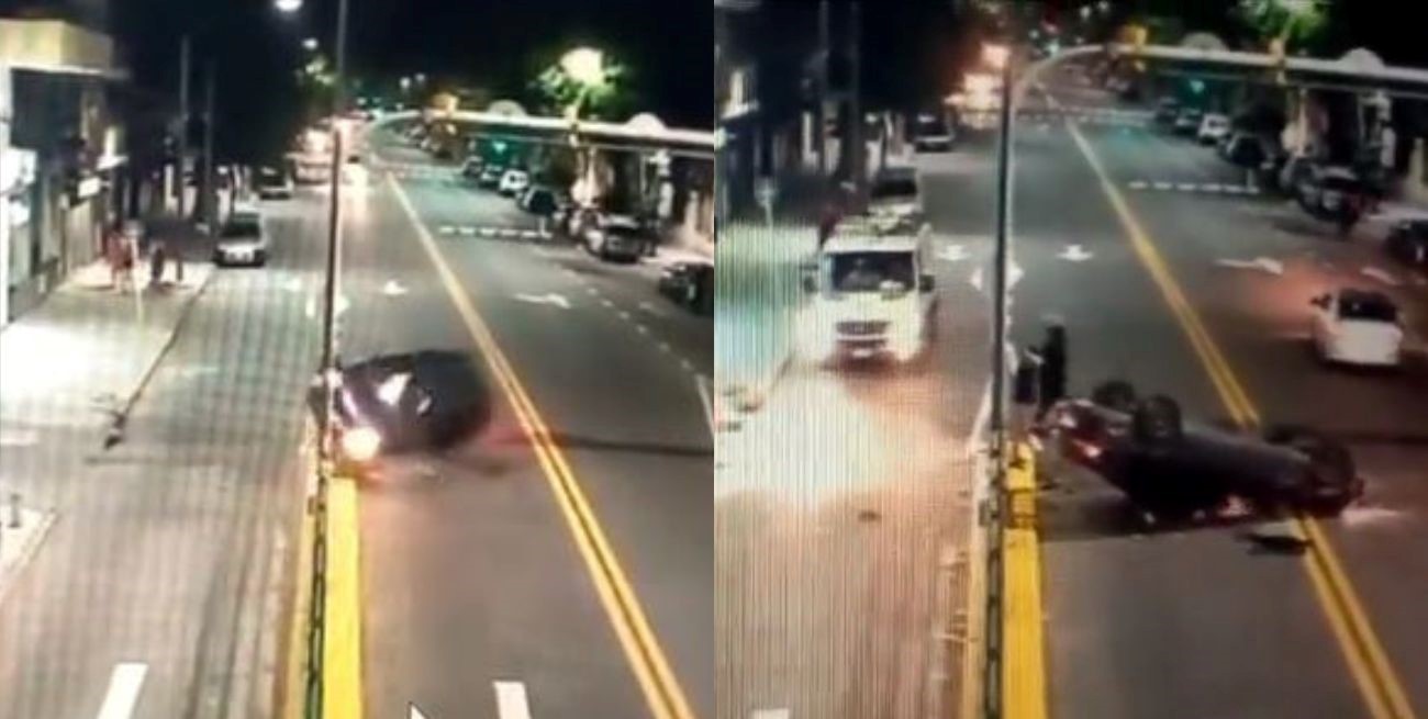 Video: manejaba  alcoholizado, chocó contra un túnel y terminó volcando 