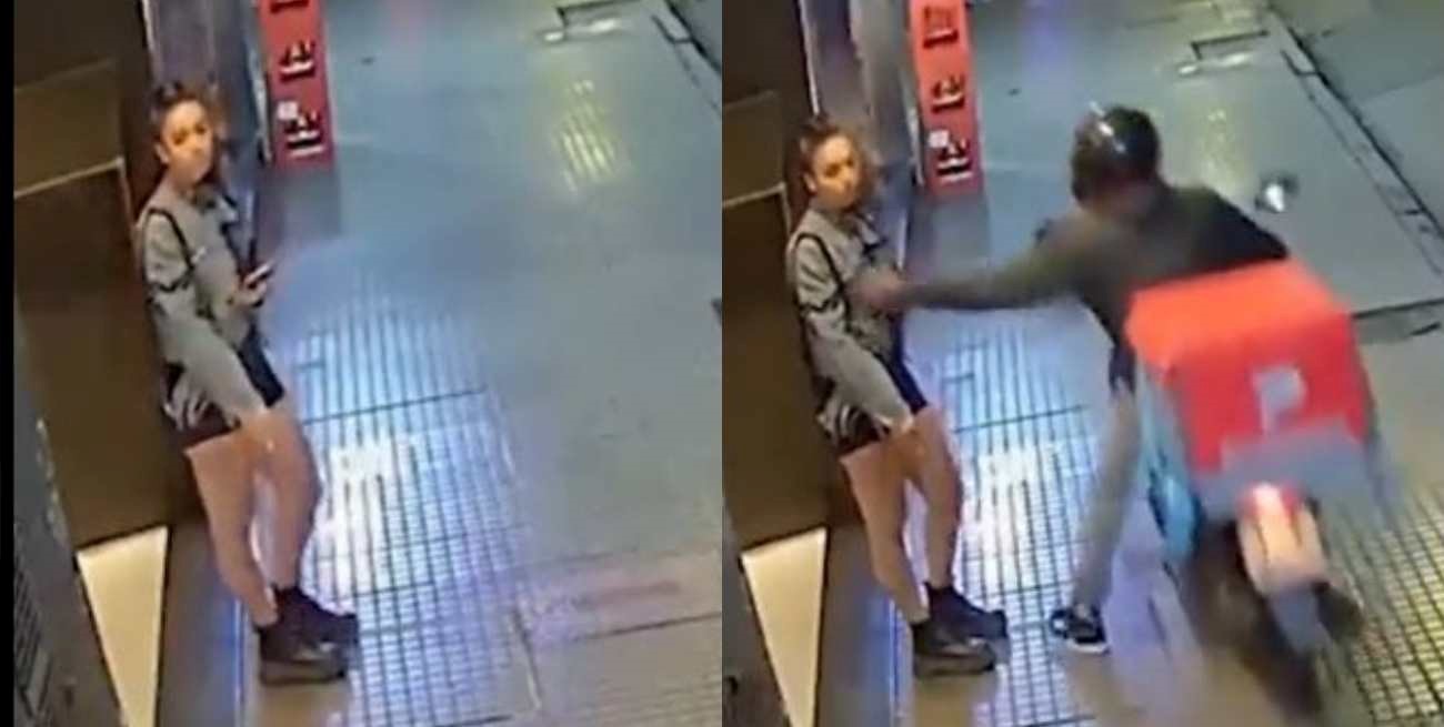 Video: motochorro disfrazado de delivery asaltó a una joven en la puerta de su edificio