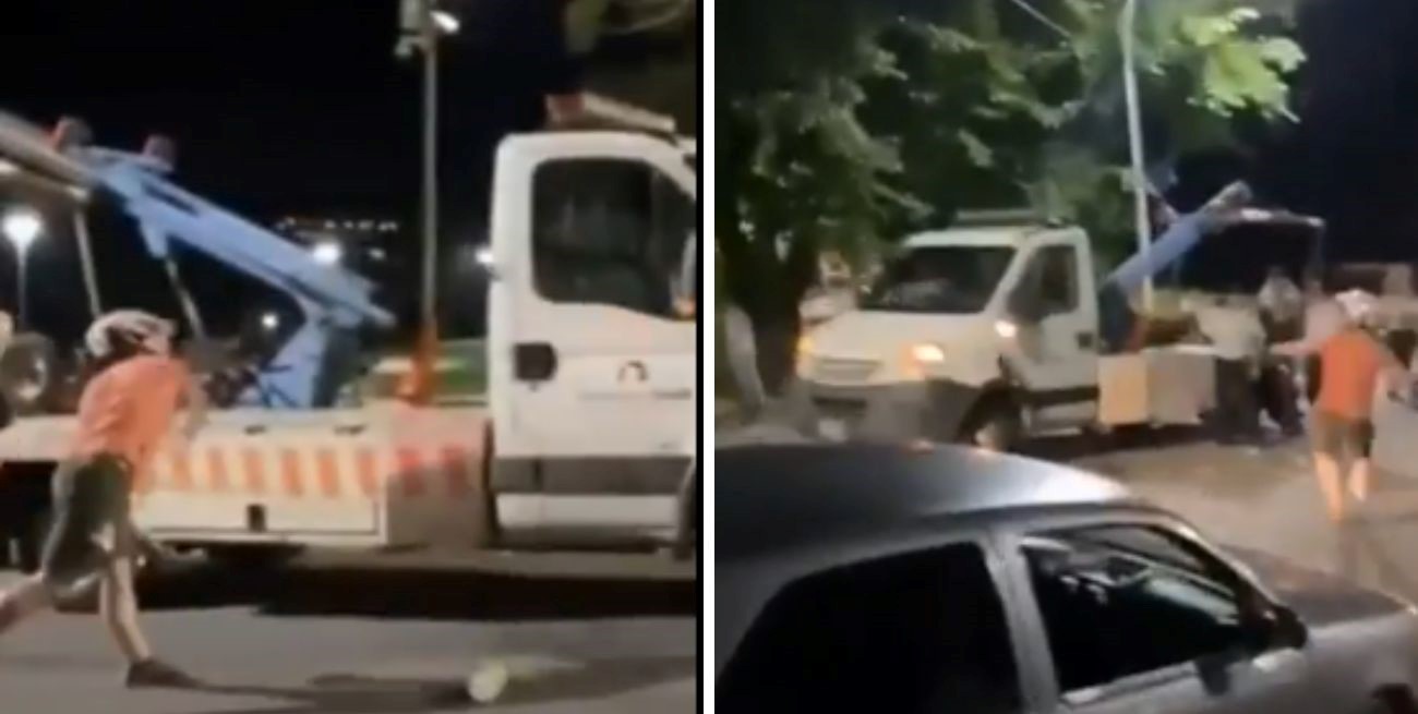 Video: un joven causó daños a dos grúas y agredió a dos agentes porque le secuestraron la moto