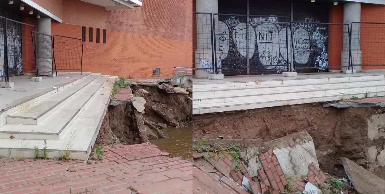 Rosario: volvió a ceder parte de la explanada del Parque España y expone la falta de refacción