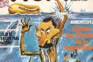 Detalle de la tapa de la revista Humor durante la presidencia de facto del general Jorge Rafael Videla. La imagen refleja otra manera de ilustrar los efectos de las recetas neoliberales que aplicó el PRN a favor del Mercado Libre.