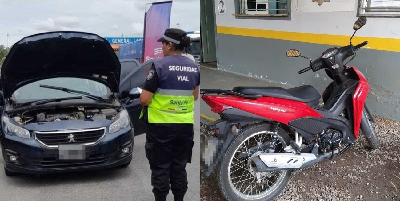 Secuestraron un auto y dos motocicletas en la provincia de Santa Fe