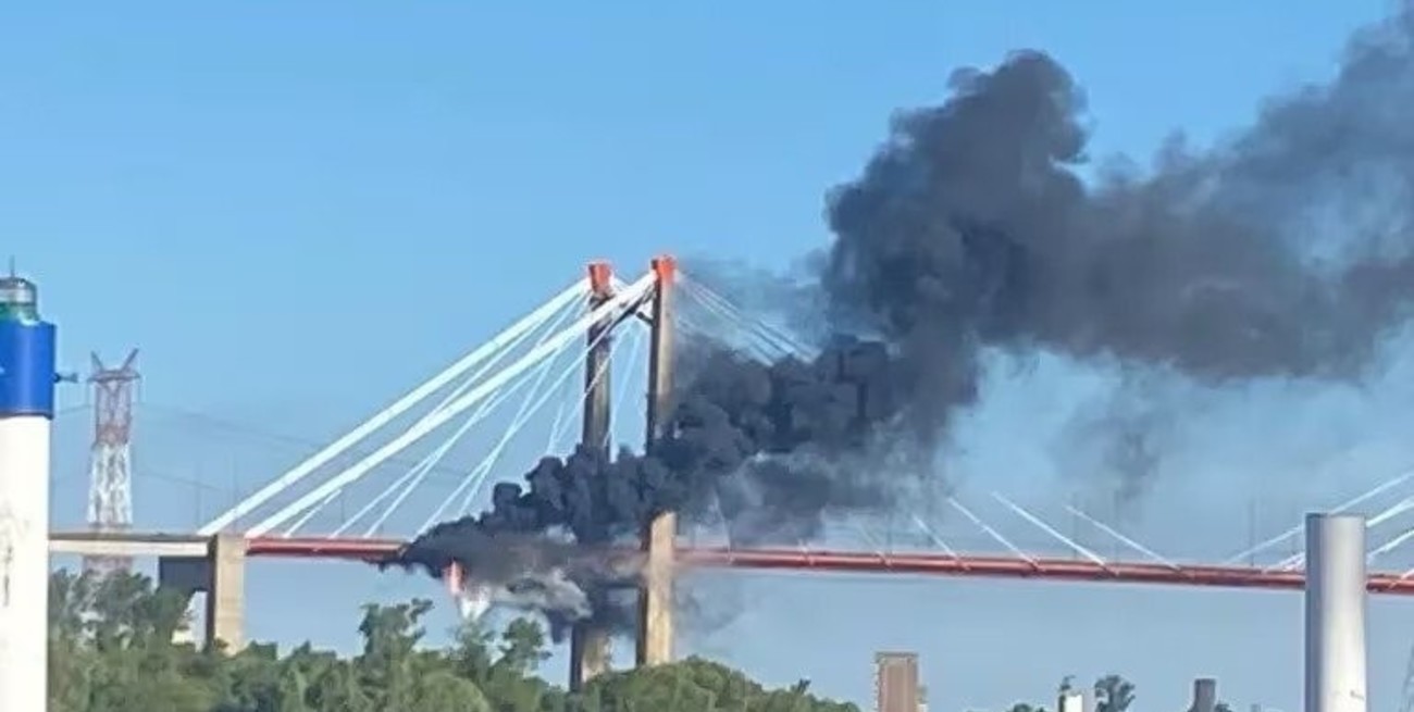 Video: se incendió un camión sobre el puente Zárate - Brazo Largo