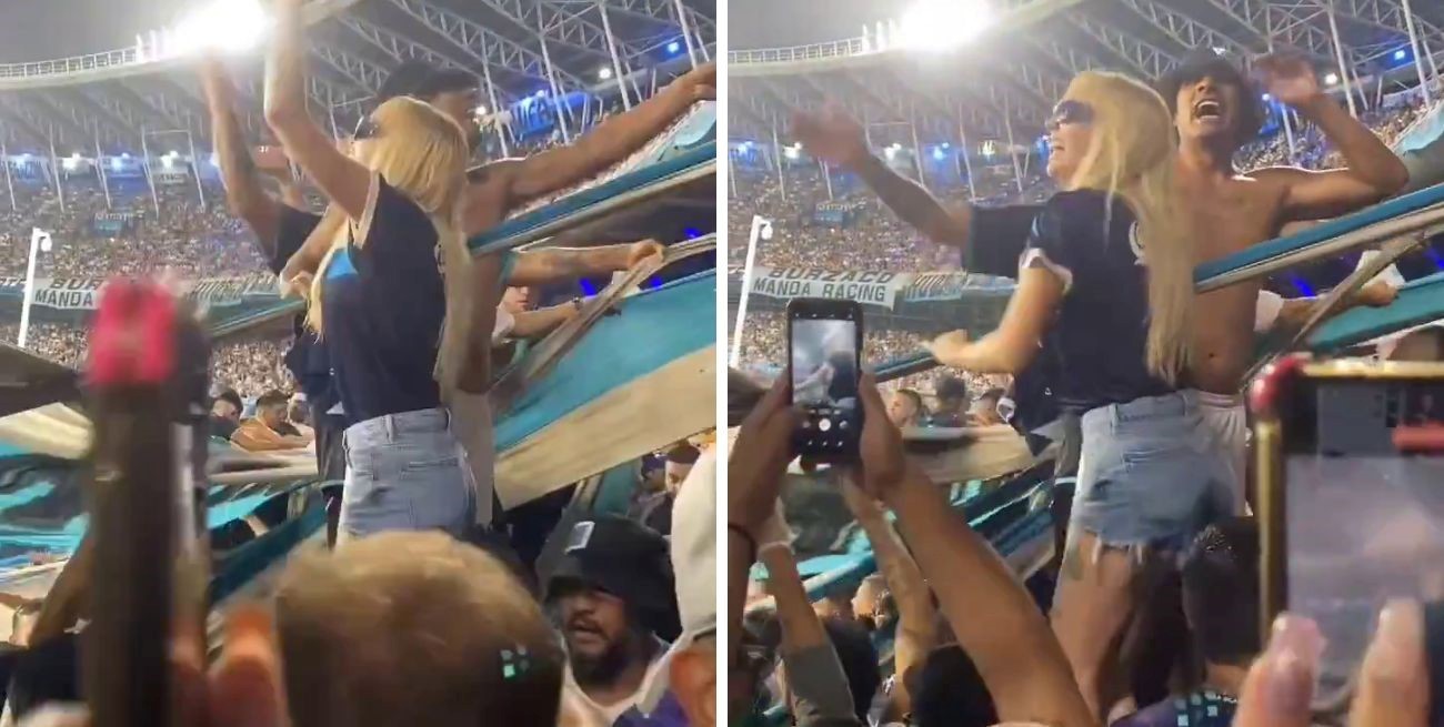 La Joaqui fue vista en medio de la barra brava de Racing y se hizo viral