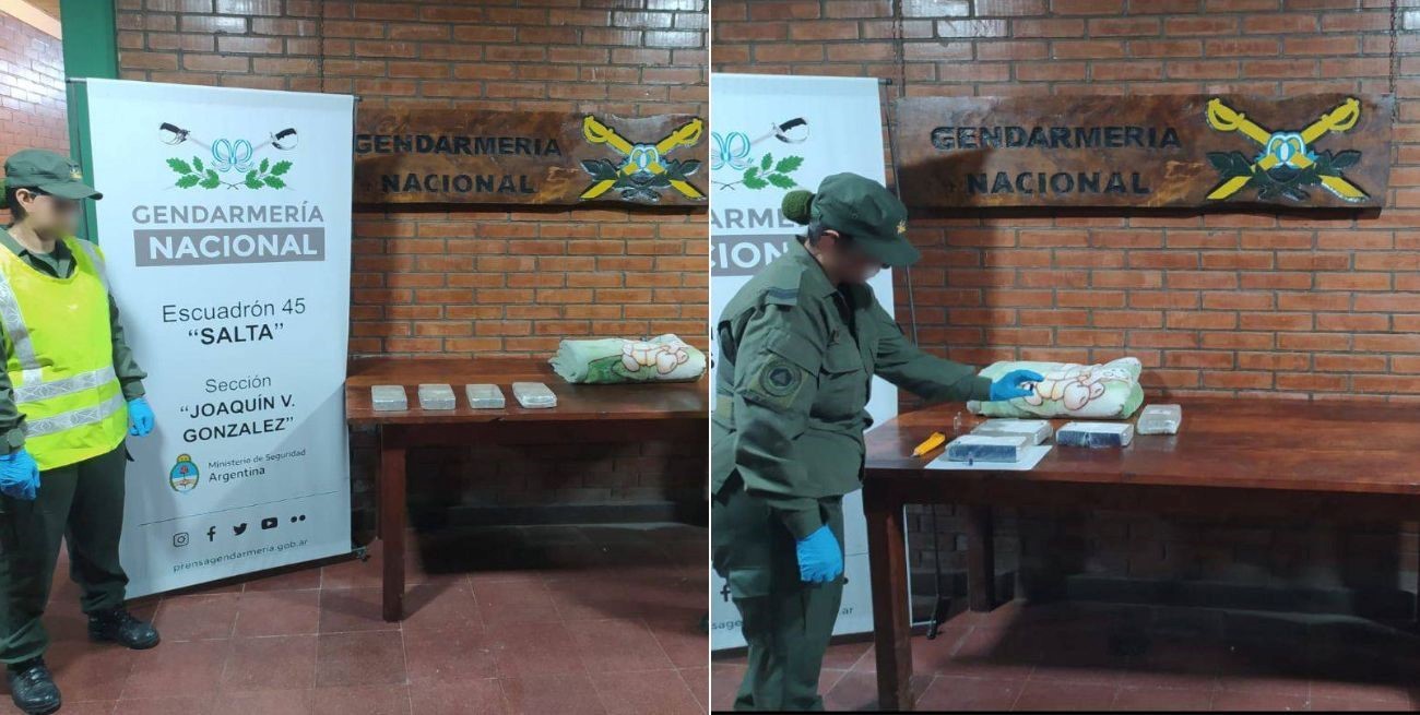 Video: secuestraron 4 kilos de cocaína oculta en la manta de un bebé  