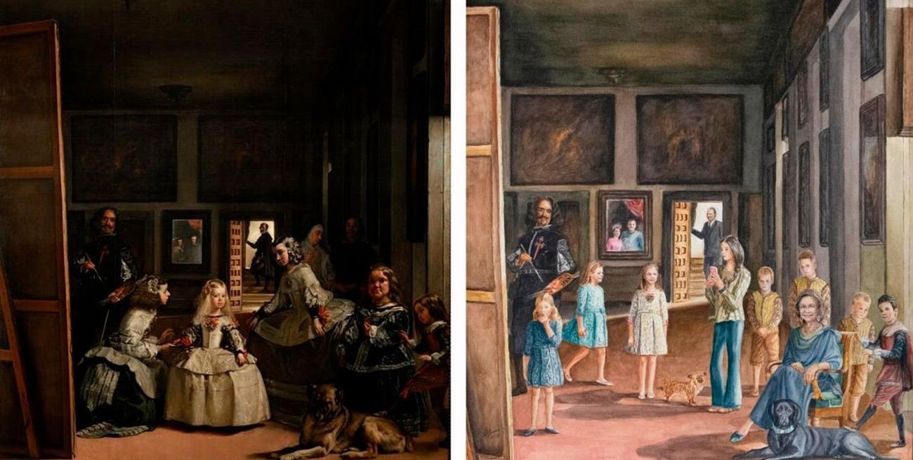 Un artista español reinterpretó "Las Meninas" con los rostros de la actual casa real