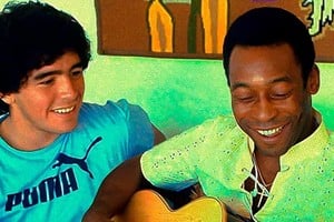 Una foto histórica. Diego Maradona y Pelé juntos en 1979 en la casa del brasileño en Rio de Janeiro. Fue la primera vez que se vieron.