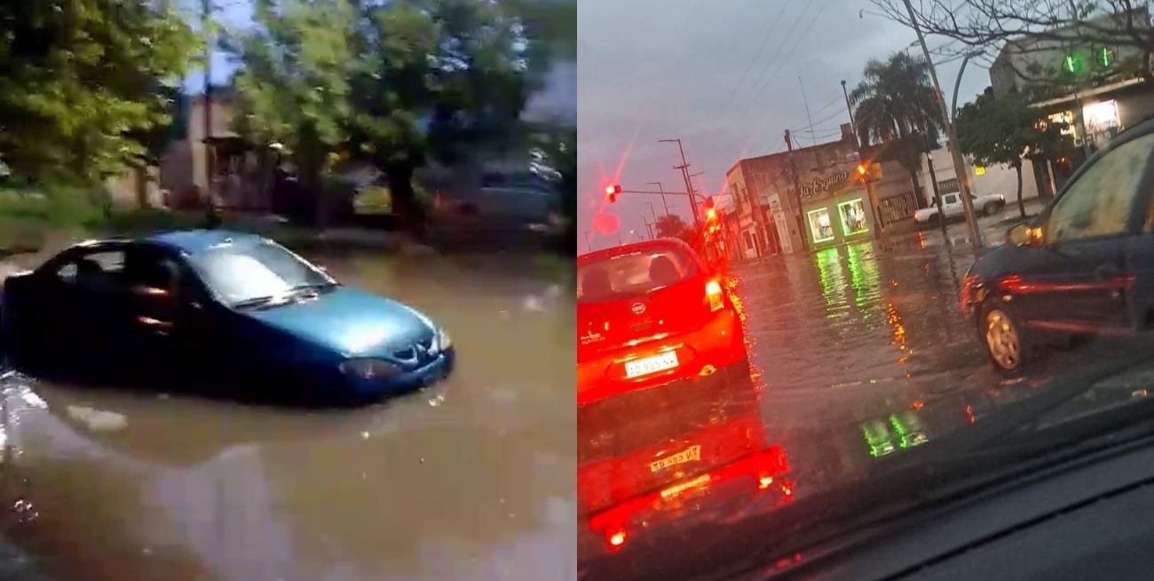 Fuertes lluvias en la ciudad de Santa Fe y el mismo paisaje en los barrios