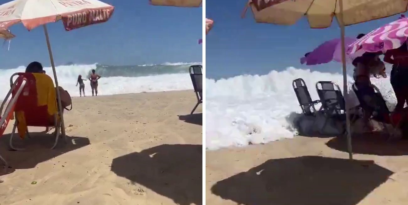 Video: una ola "gigante" sorprendió a los bañistas en Río de Janeiro