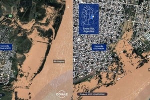 Las zonas de Concordia afectadas en detalle. Zona Norte y Costanera. Créditos: CONAE