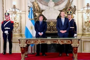 El presidente y su flamante ministro en Casa Rosada.