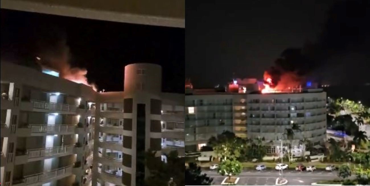 Video: un helicóptero chocó contra un hotel y provocó un incendio en Australia