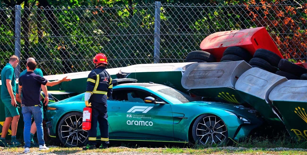 Video: el inesperado choque del auto de seguridad en las pruebas del GP de Monza