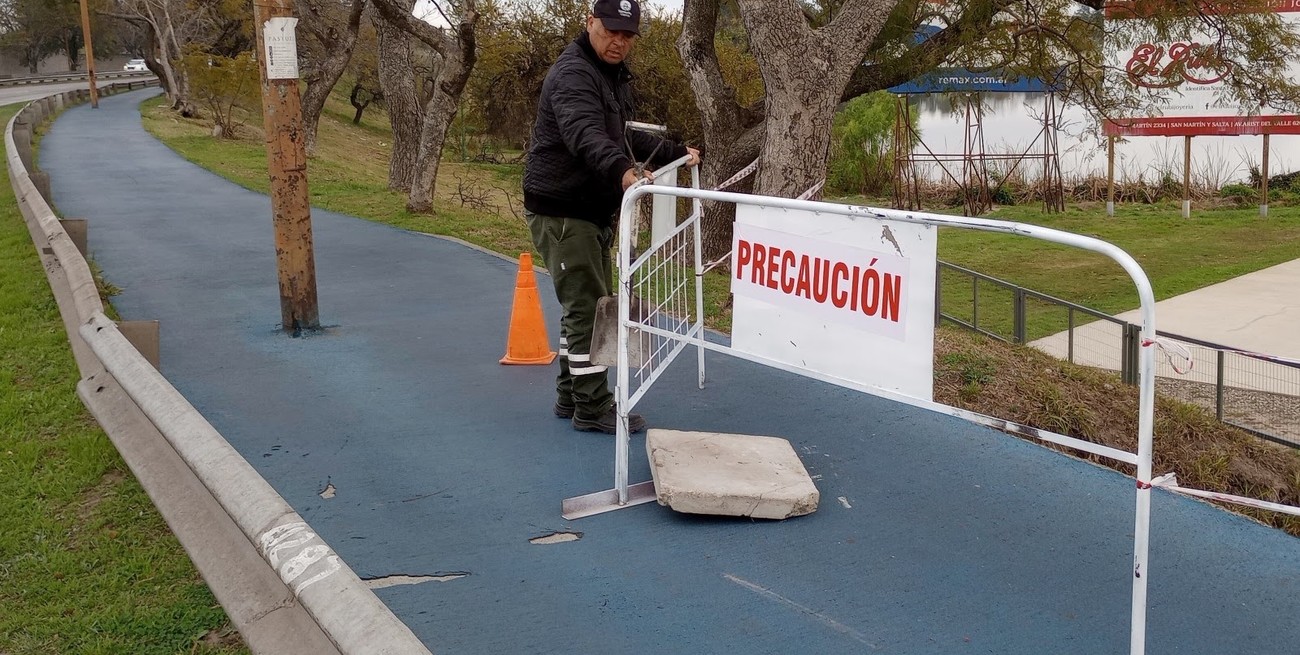 Parque Sur: tras la advertencia de un runner, reparan una cárcava en el circuito aeróbico