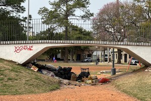 Los residuos y otros elementos llamaron la atención de vecinos y habituales visitantes de la plaza. Foto: Fernando Nicola