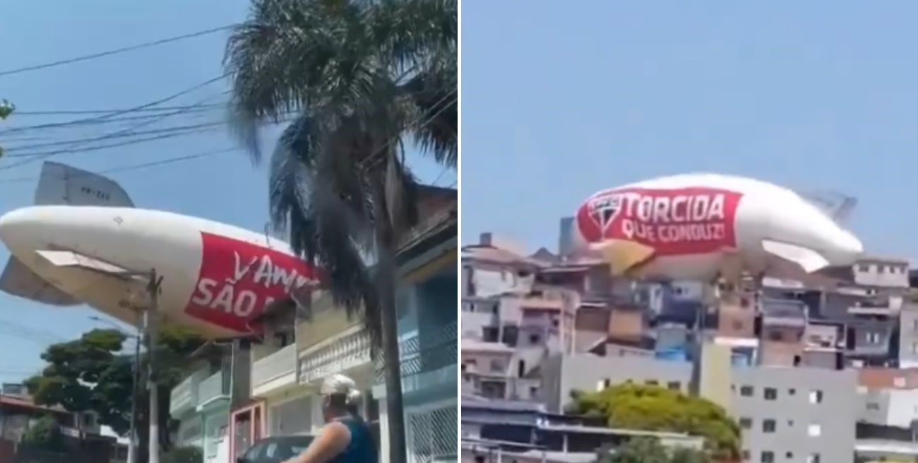 Video: un dirigible del Sao Paulo se estrelló en la previa del partido de Copa Libertadores