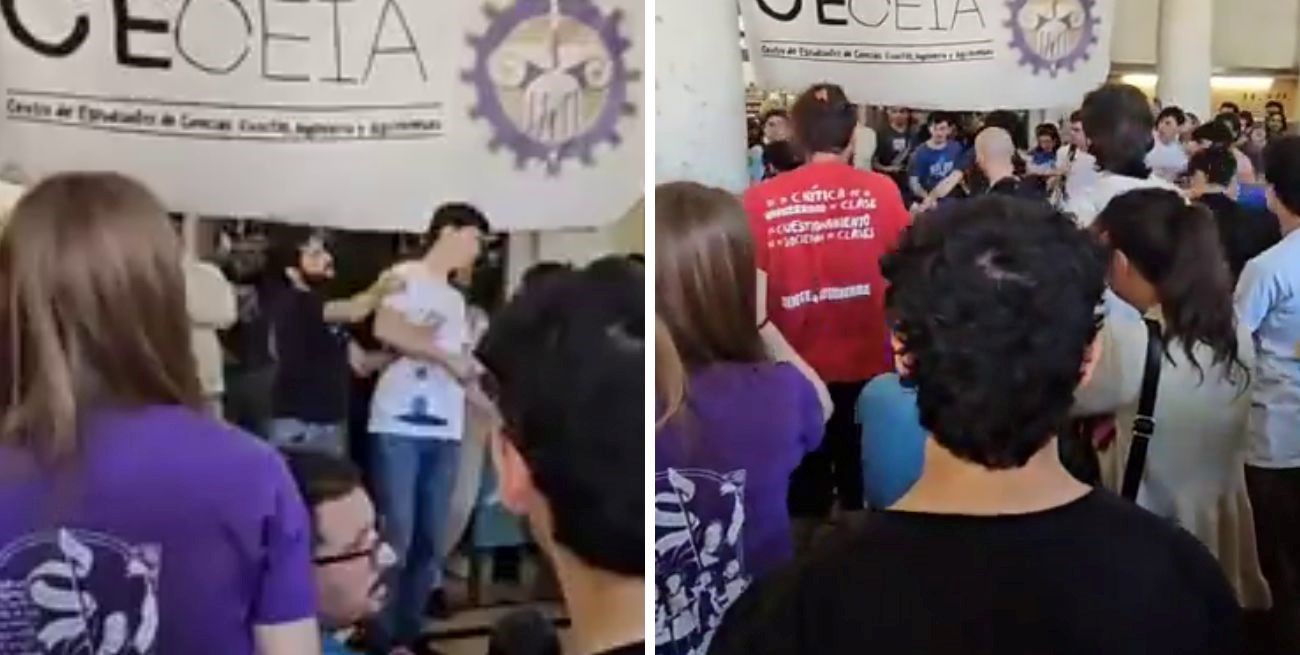 Piñas y gritos en la Universidad Nacional de Rosario