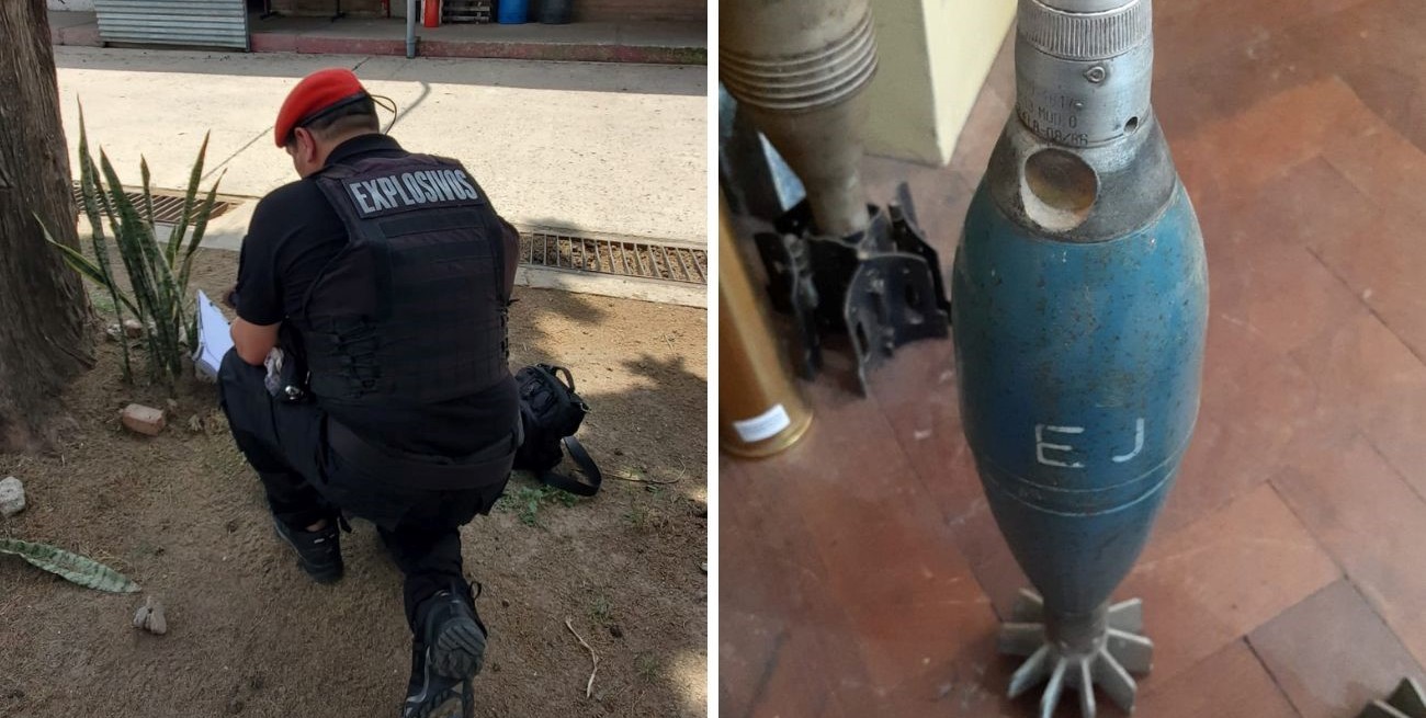 Hallaron un proyectil de mortero en un canasto de basura