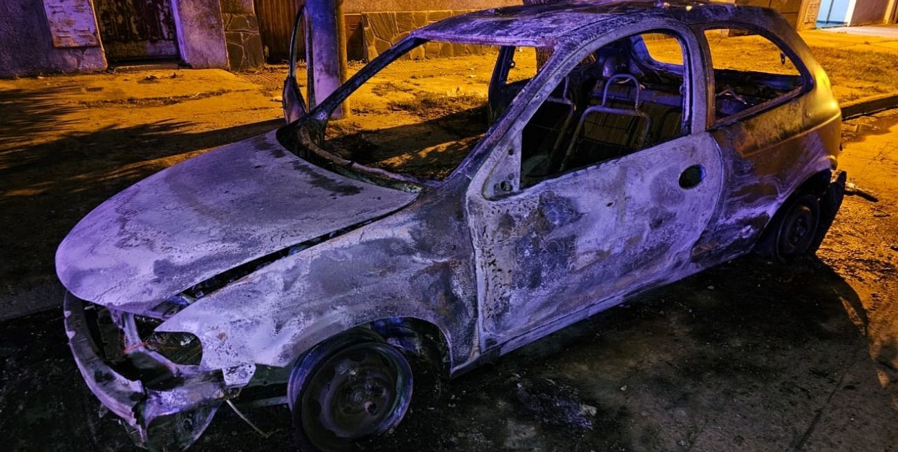 Incendio total de un vehículo en Pedro de Vega al 3100