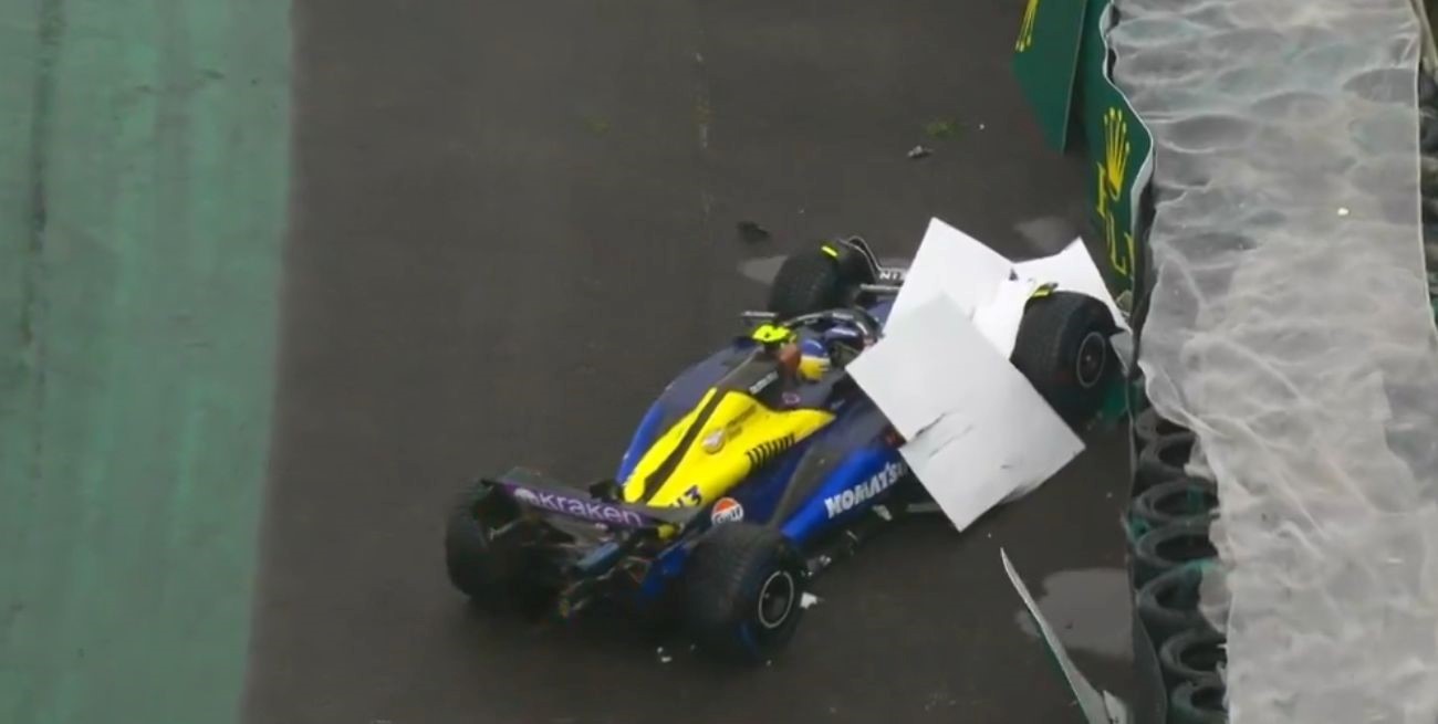 GP de Brasil: Colapinto chocó en la clasificación y puso en duda su participación en la carrera