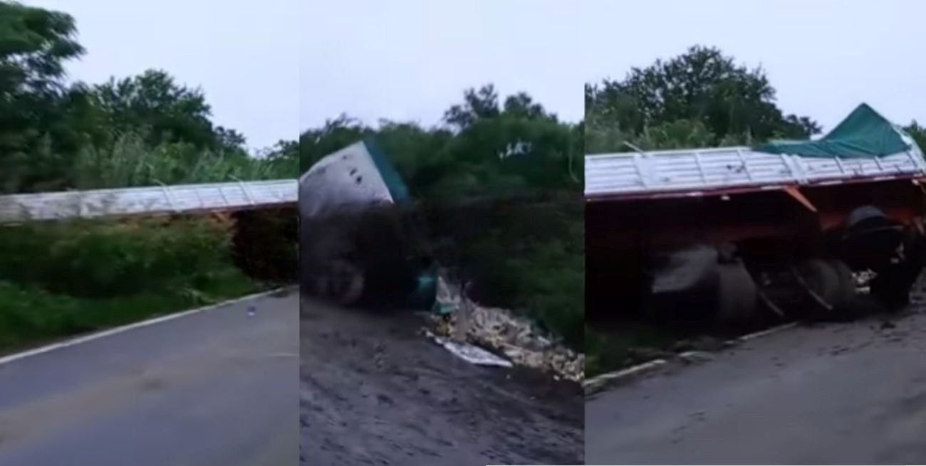 Un camión volcó en la Ruta 11 y hay tránsito reducido