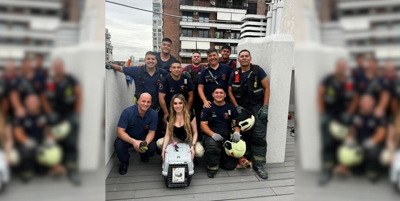 Bomberos de la Ciudad de Buenos Aires rescataron al gato de Fátima Florez