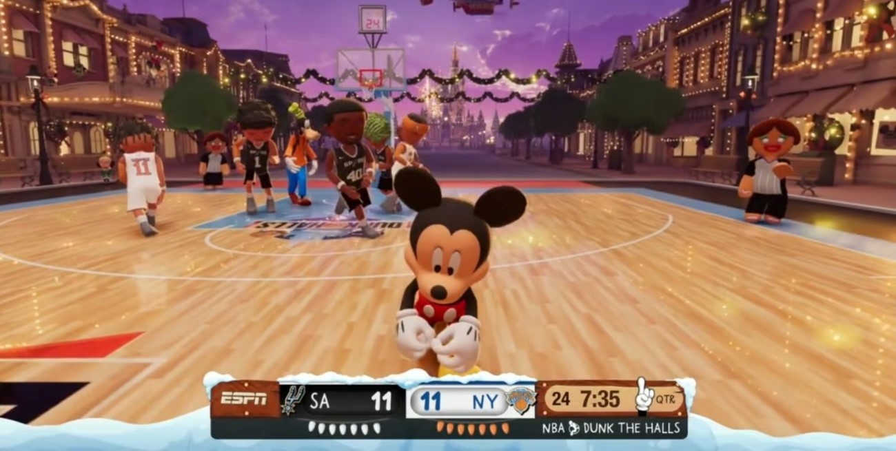 Mickey, Donald y Goofy "jugaron" un partido de la NBA en el día de Navidad