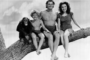 Johnny Weissmüller, nadador y actor estadounidense, quizás el más famoso de los que interpretaron el papel de Tarzán en cine o televisión.