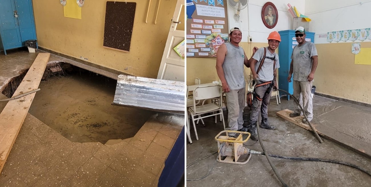 La provincia de Santa Fe y la Municipalidad de Sunchales repararon el socavón de la Escuela Ameghino