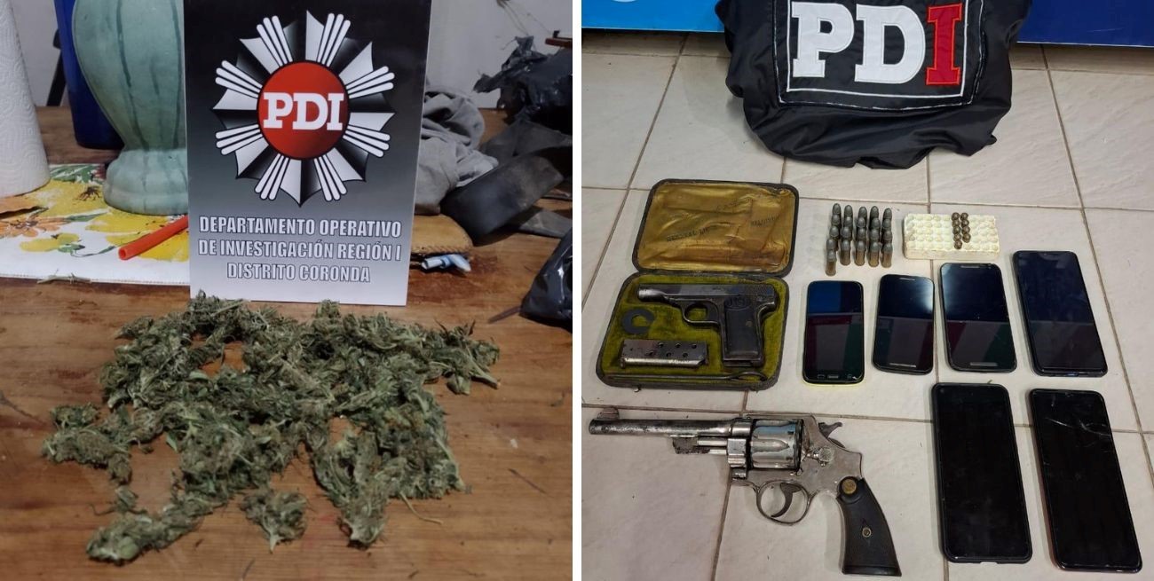 Dos detenidos, plantas, cogollos y armas secuestradas en Bernardo de Irigoyen