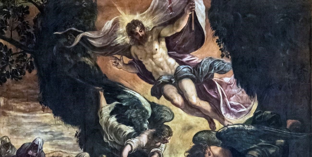 Tres grandes pinturas que representan la resurrección de Cristo
