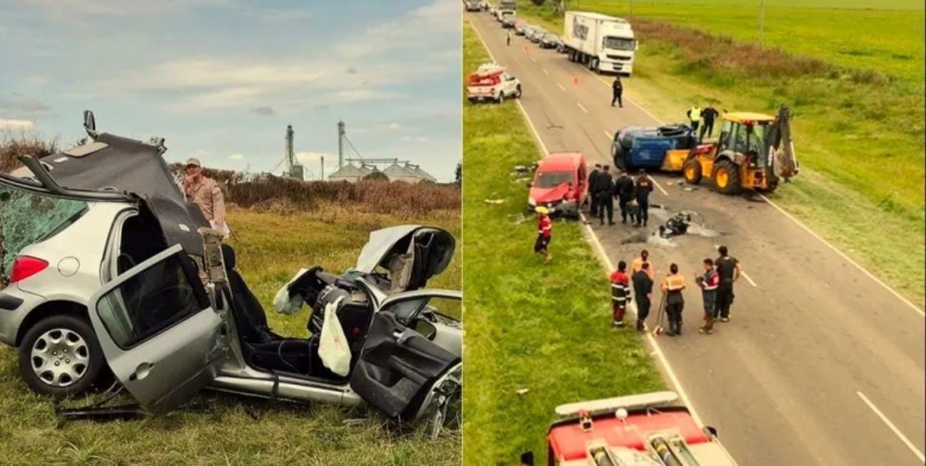 En un triple choque sobre ruta 11 fallecieron dos personas y hay varios heridos graves