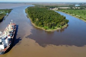 Una extensa mancha marrón tiñe el Paraná a la altura de San Pedro