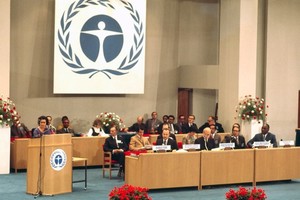 Indira Gandhi, entonces primera ministra de la India, habla durante la conferencia de la ONU realizada en la capital de Suecia. Allí fueron adoptados la Declaración de Estocolmo y el Plan de Acción para el Medio Ambiente Humano. UN Photos/Yutaka Nagata