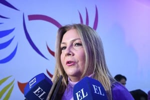 Vestida de violeta, color insignia de La Libertad Avanza, Cantiani destacó que su triunfo representa "el enojo del vecino y el deseo de un modelo diferente". Crédito: Manuel Fabatía