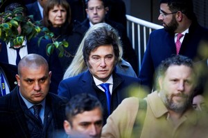 Javier Milei este viernes en el acto central por la AMIA. Crédito: REUTERS/Mariana Nedelcu